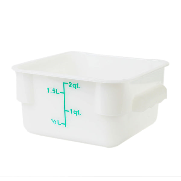 Thunder 2 qt, 7" x 7" x 4", Square Food Storage Container, White Color, Polypropylene, NSF, Each