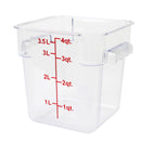 Thunder 4 qt, 7" x 7" x 7-1/2", Square Food Storage Container, Clear Color, Polycarbonate, NSF, Each