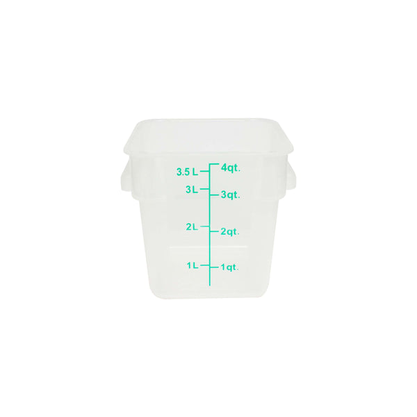 Thunder 4 qt, 7" x 7" x 7-1/2", Square Food Storage Container, Translucent, Polypropylene, NSF, Each