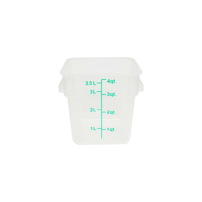 Thunder 4 qt, 7" x 7" x 7-1/2", Square Food Storage Container, Translucent, Polypropylene, NSF, Each