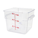 Thunder 6 qt, 8-7/8" x 8-6/7" x 7-1/2", Square Food Storage Container, Clear Color, Polycarbonate, NSF, Each