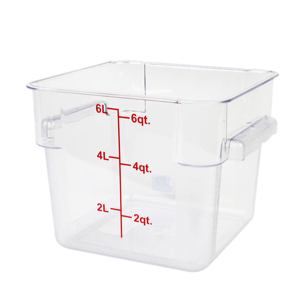 Thunder 6 qt, 8-7/8" x 8-6/7" x 7-1/2", Square Food Storage Container, Clear Color, Polycarbonate, NSF, Each