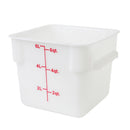 Thunder 6 qt, 8-7/8" x 8-6/7" x 7-1/2", Square Food Storage Container, White Color, Polypropylene, NSF, Each