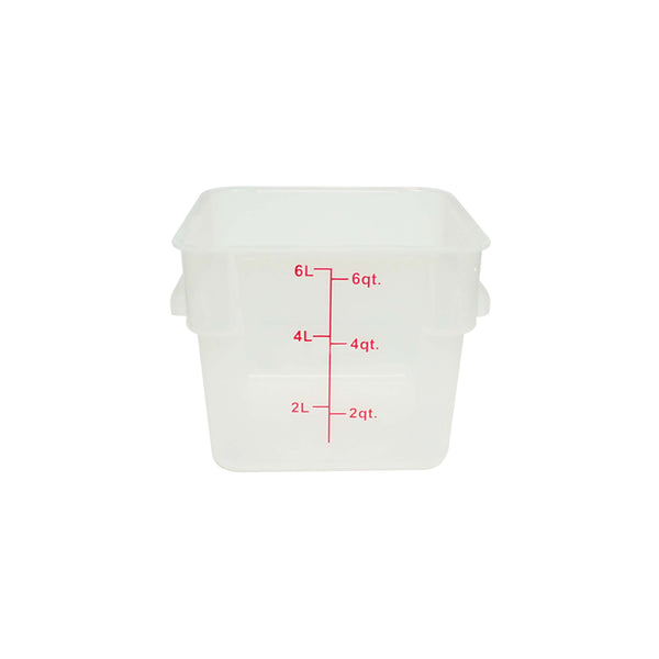 Thunder 6 qt, 8-7/8" x 8-6/7" x 7-1/2", Square Food Storage Container, Translucent, Polypropylene, NSF, Each
