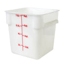 Thunder 8 qt, 8-7/8" x 8-6/7" x 9", Square Food Storage Container, White Color, Polypropylene, NSF, Each