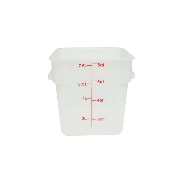 Thunder 8 qt, 8-7/8" x 8-6/7" x 9", Square Food Storage Container, Translucent, Polypropylene, NSF, Each
