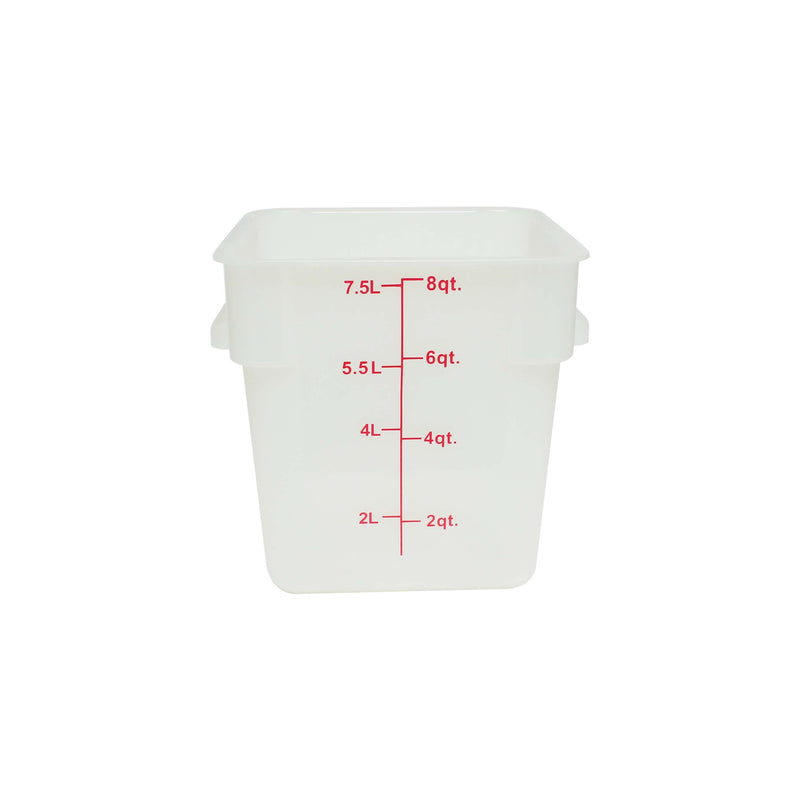 Thunder 8 qt, 8-7/8" x 8-6/7" x 9", Square Food Storage Container, Translucent, Polypropylene, NSF, Each