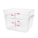 Thunder 12 qt, 11-1/4" x 11-2/9" x 8-1/4" Square Food Storage Container, Clear Color, Polycarbonate, NSF, Each