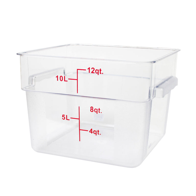 Thunder 12 qt, 11-1/4" x 11-2/9" x 8-1/4" Square Food Storage Container, Clear Color, Polycarbonate, NSF, Each