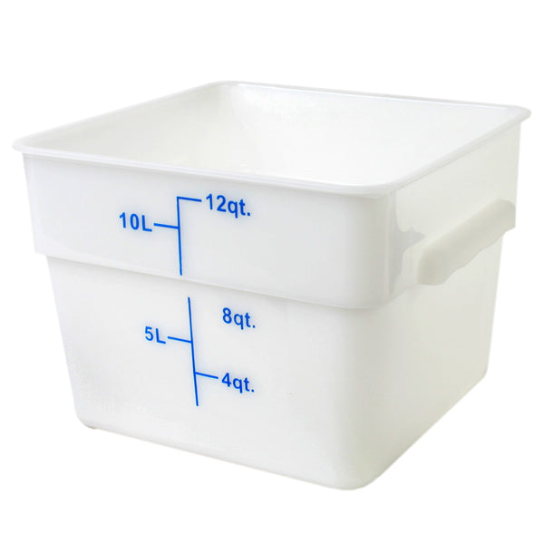Thunder 12 qt, 11-1/4" x 11-2/9" x 8-1/4" Square Food Storage Container, White Color, Polypropylene, NSF, Each