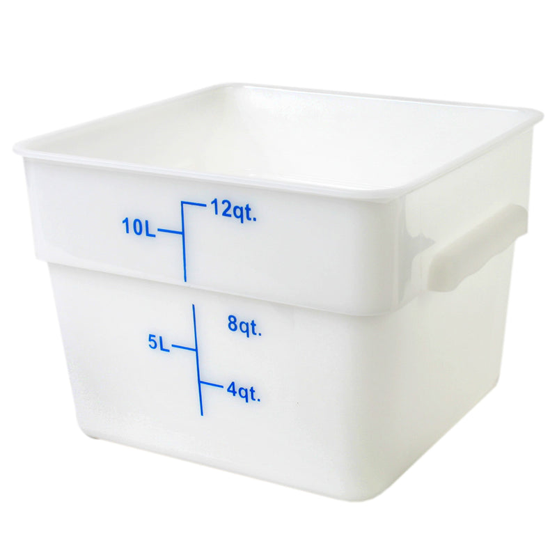 Thunder 12 qt, 11-1/4" x 11-2/9" x 8-1/4" Square Food Storage Container, White Color, Polypropylene, NSF, Each