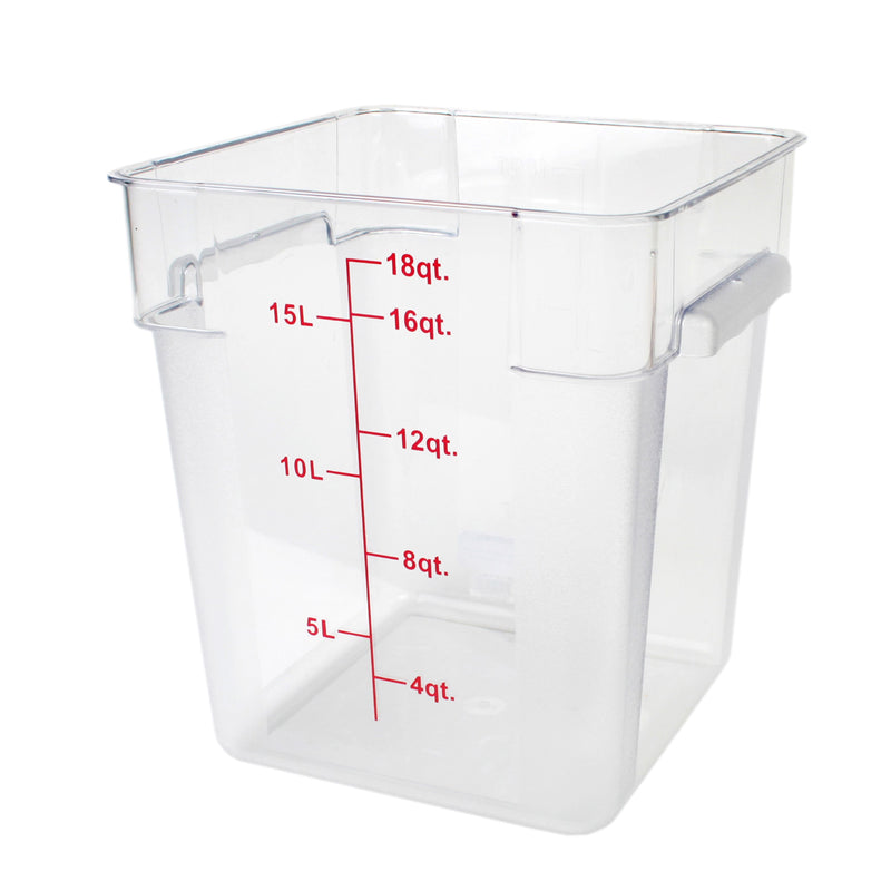 Thunder 18 qt, 11-1/4" x 11-2/9" x 12-3/5" Square Food Storage Container, Clear Color, Polycarbonate, NSF, Each