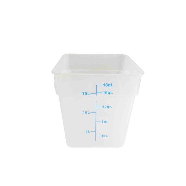 Thunder 18 qt, 11-1/4" x 11-2/9" x 12-3/5" Square Food Storage Container, Translucent, Polypropylene, NSF, Each