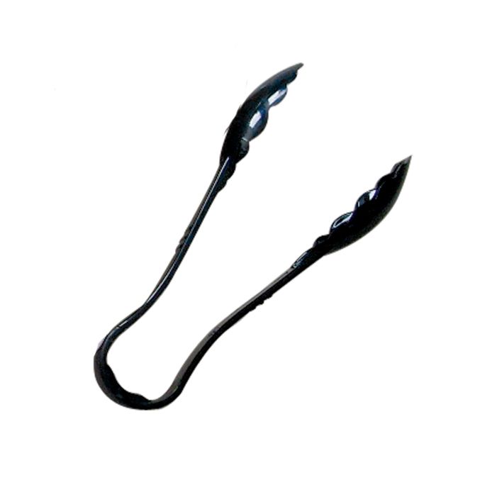 Thunder 6" x 2-1/4" x 1-1/4", Scallop Grip Tong, Black Color, Polycarbonate, One-Piece, NSF, Each