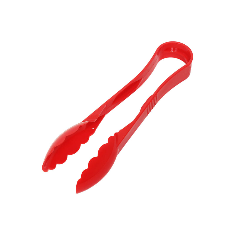 Thunder 9" x 3" x 1-5/8", Scallop Grip Tong, Red Color, Polycarbonate, One-Piece, NSF, Each