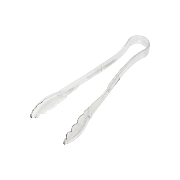 Thunder 12" x 3-3/8" x 1-3/4", Scallop Grip Tong, Clear Color, Polycarbonate, One-Piece, NSF, Each