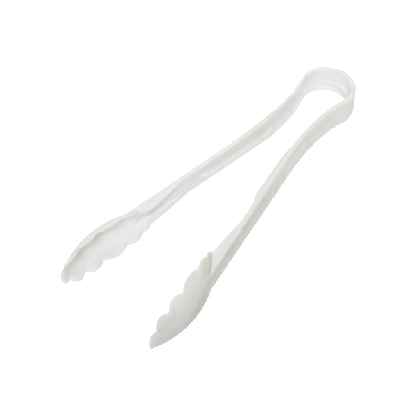 Thunder 12" x 3-3/8" x 1-3/4", Scallop Grip Tong, White Color, Polycarbonate, One-Piece, NSF, Each
