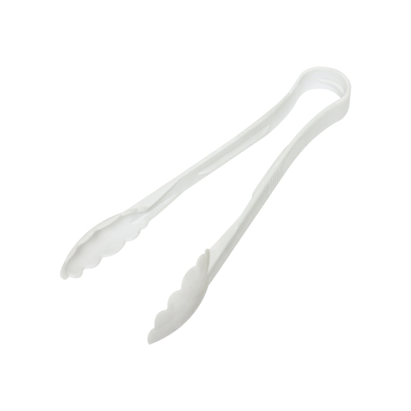 Thunder 12" x 3-3/8" x 1-3/4", Scallop Grip Tong, White Color, Polycarbonate, One-Piece, NSF, Each