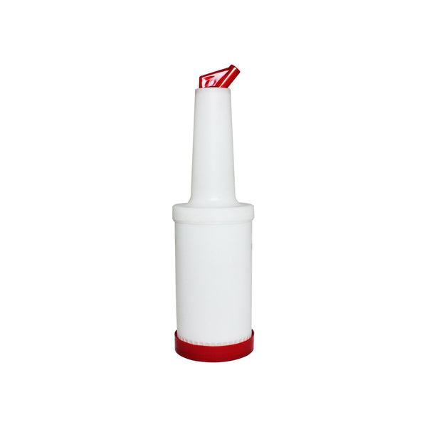 Thunder 3-3/4" x 3-3/4" x 13-1/8", 1 qt Liquor Storer and Pour Bottle, Red Color, Each