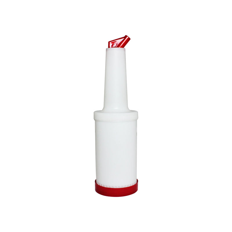 Thunder 3-3/4" x 3-3/4" x 13-1/8", 1 qt Liquor Storer and Pour Bottle, Red Color, Each