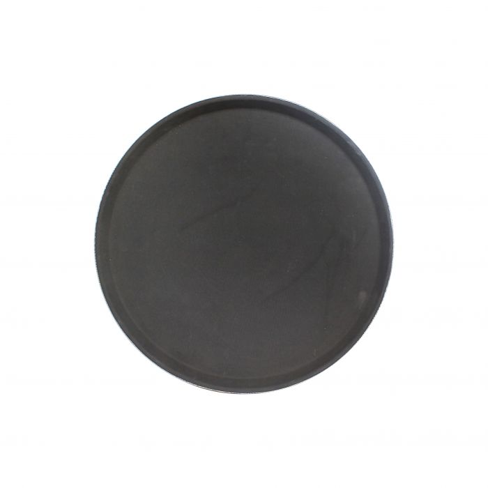 Thunder 11" Round Anti-Slip Tray with Rubber Lined Surface, Black Color, Polypropylene with Rubber Sheet, NSF, Each