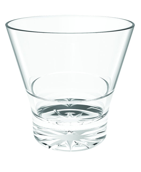 Thunder 12 oz V-Shape Rock Glass, Clear Color, Polycarbonate, Starburst Heavy Base, Inline Stacking Style, Each