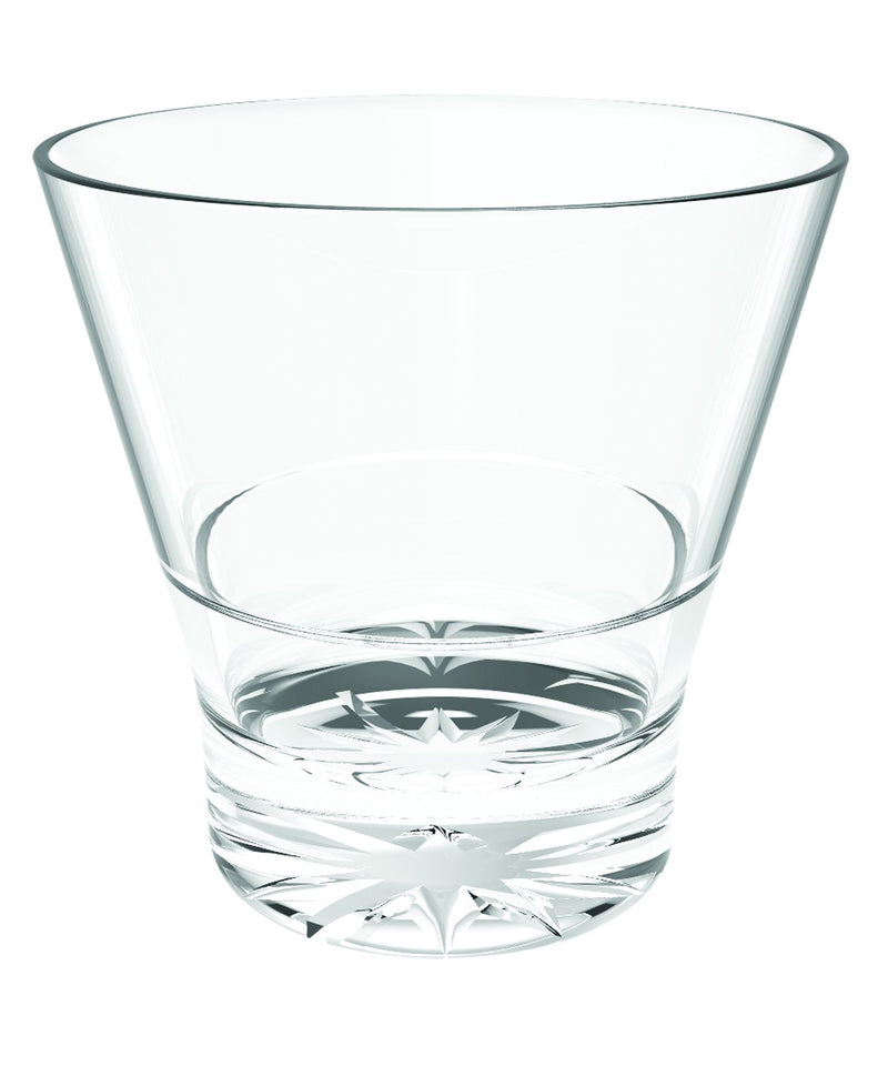 Thunder 12 oz V-Shape Rock Glass, Clear Color, Polycarbonate, Starburst Heavy Base, Inline Stacking Style, Each