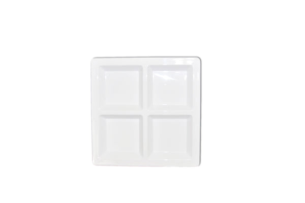 Thunder 60 oz, 13-1/2" x 13-1/2" x 1-3/8", Square 4-Section Tray, Passion White, Melamine, NSF, Each