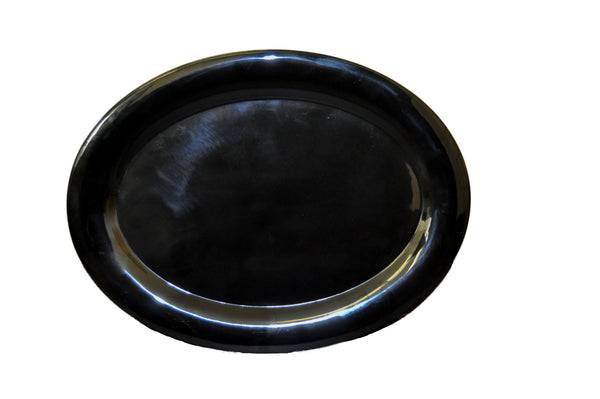 Thunder 22" x 16-1/2" Platter, Two Tone-Black Pearl & White, Melamine, NSF, Each