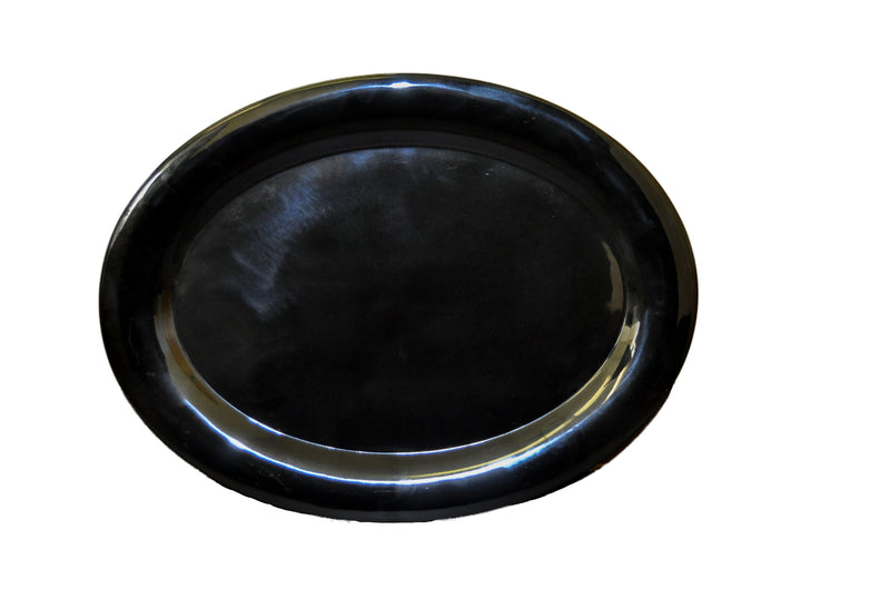 Thunder 22" x 16-1/2" Platter, Two Tone-Black Pearl & White, Melamine, NSF, Each