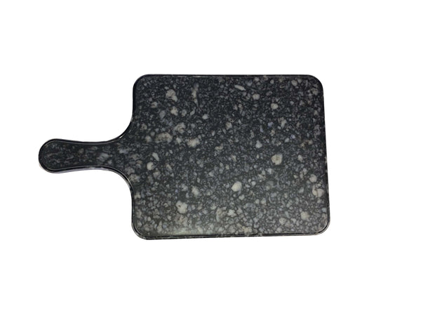 Thunder 8-7/8" x 7-1/2" x 1/2", Serving Board with 4-1/8" Handle Length, Faux Marble, Onyx, Melamine, NSF, Each