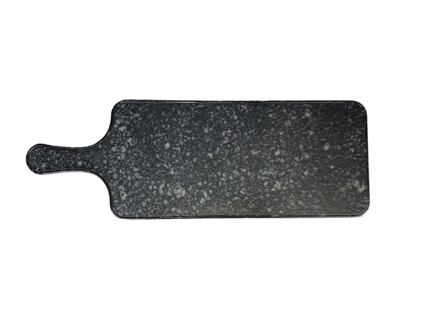 Thunder 12-7/8" x 5-7/8" x 1/2", Serving Board with 4-1/8" Handle Length, Faux Marble, Onyx, Melamine, NSF, Each