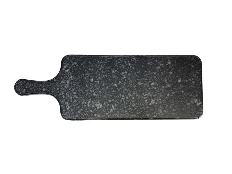 Thunder 12-7/8" x 5-7/8" x 1/2", Serving Board with 4-1/8" Handle Length, Faux Marble, Onyx, Melamine, NSF, Each