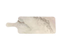 Thunder 12-7/8" x 5-7/8" x 1/2", Serving Board with 4-1/8" Handle Length, Faux Marble, White Shadow, Melamine, NSF, Each