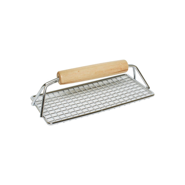 Thunder 8"x 4", Bacon Press, Chrome Plated Steel with Wooden Handle, Each