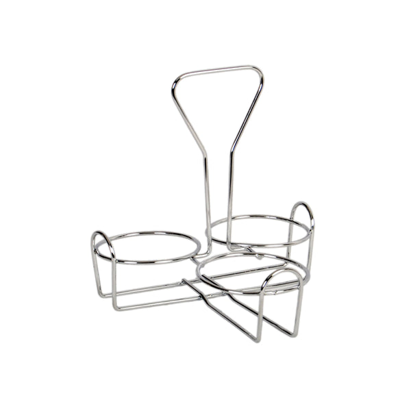 Thunder 7-1/5" x 6" x 8", 3 Holes Condiment Jar Holder, Iron Plated, Hole Size: 3-3/8" Diameter, Each