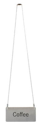 Thunder 3-1/2" x 1-2/3", Coffee Chain Sign with 13-1/8" Chain Length, Stainless Steel, Each