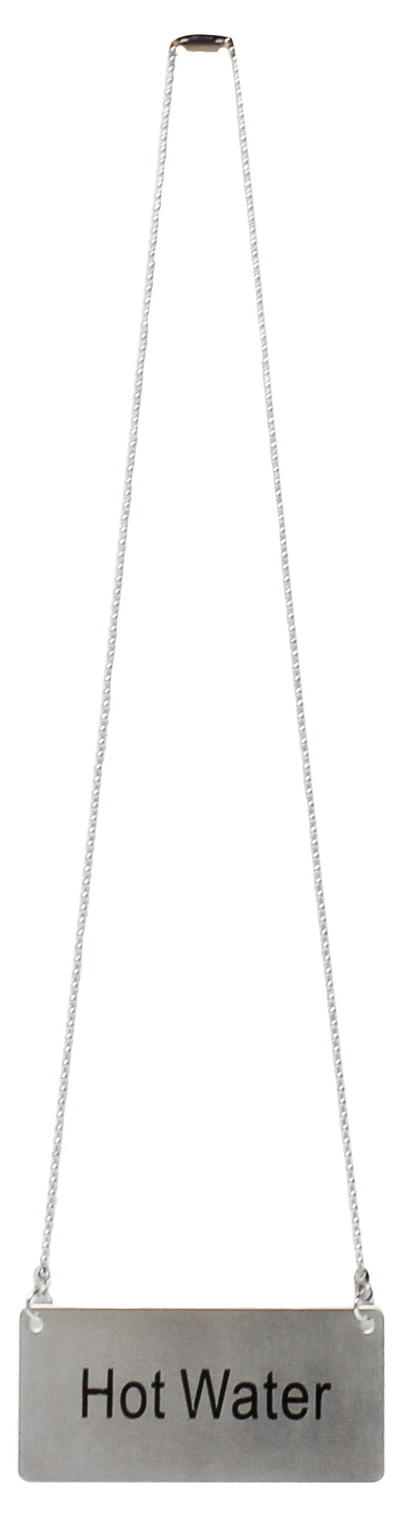 Thunder 3-1/2" x 1-2/3", Hot Water Chain Sign with 13-1/8" Chain Length, Stainless Steel, Each