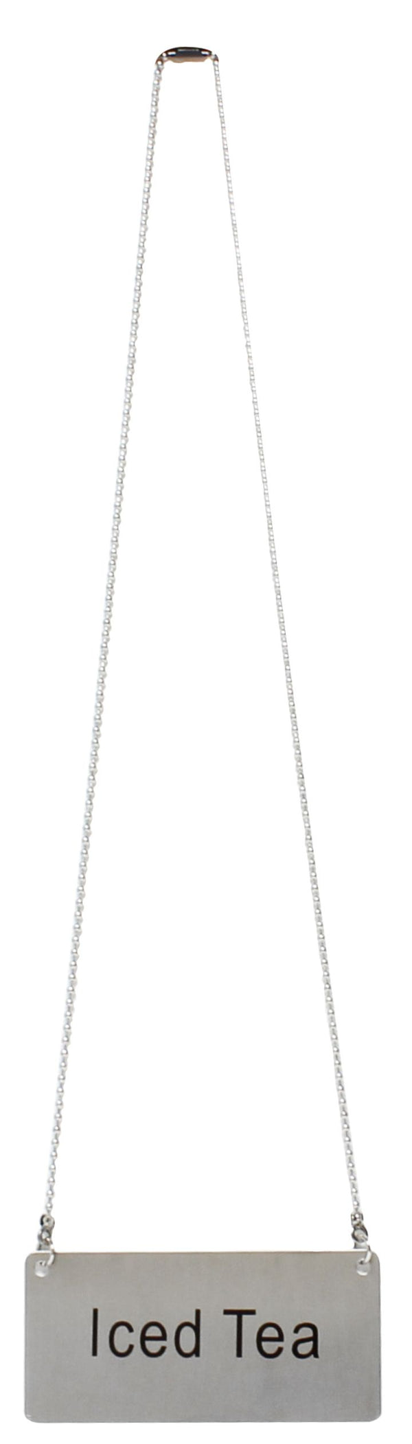 Thunder 3-1/2" x 1-2/3", Iced Tea Chain Sign with 13-1/8" Chain Length, Stainless Steel, Each