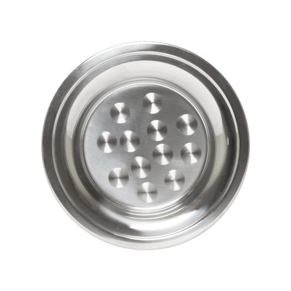 Thunder 10" Diameter, Round Tray with Wide Rim, Stainless Steel, Each