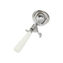 Thunder 5-1/3 oz, No. 6, 9" x 3-1/8" x 1-7/8", Ice Cream Disher, White Color, Stainless Steel 18/8, 304 Material, Polypropylene Handle, NSF, Each
