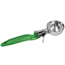 Thunder 2-2/3 oz, No. 12, 10" x 3-1/4" x 1-1/4", Lever Disher, Green Color, Stainless Steel 18/8, 304 Material, Polypropylene Ergonomic Handle, NSF, Each