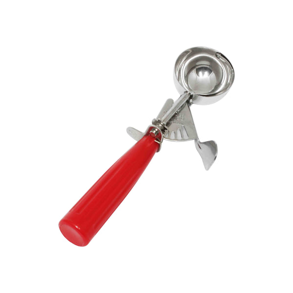 Thunder 1-1/3 oz, No. 24, 8-1/4" x 3" x 1-1/4", Ice Cream Disher, Red Color, Stainless Steel 18/8, 304 Material, Polypropylene Handle, NSF, Each