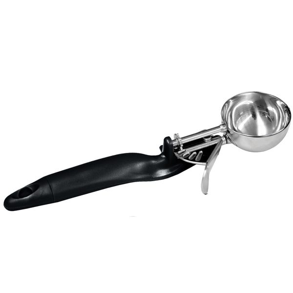 Thunder 1 oz, No. 30, 9-1/4" x 2-7/8" x 1-1/8", Lever Disher, Black Color, Stainless Steel 18/8, 304 Material, Polypropylene Ergonomic Handle, NSF, Each