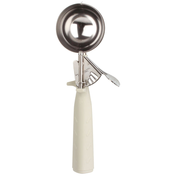 Thunder 3-1/4 oz, No. 10, 9-5/8" x 3-1/8" x 1-1/2", Disher, Ivory Color, Stainless Steel 18/8, 304 Material with Polypyrene Triangle Handle, NSF, Each