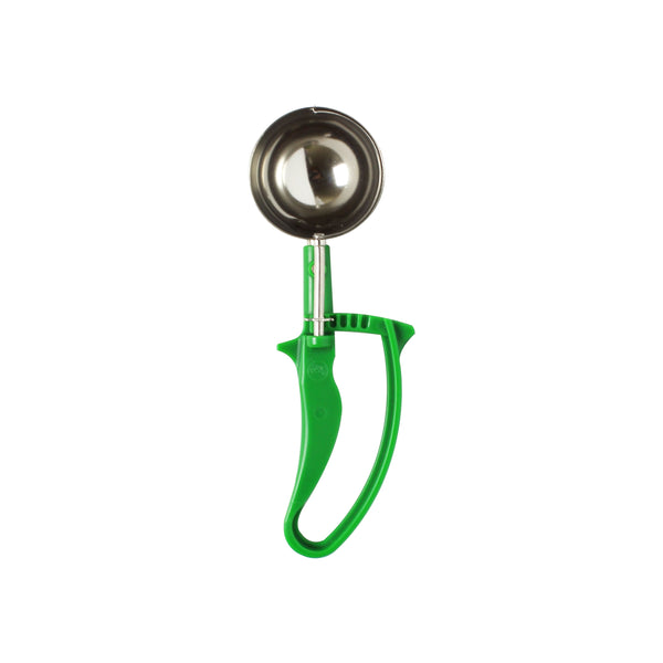 Thunder 2-2/3 oz, No. 12, 8-7/8" x 3" x 1-1/2", Disher, Green Color, Stainless Steel 18/8, 304 Material with Acetal Copolymer Easy Grip Handle, NSF, Each