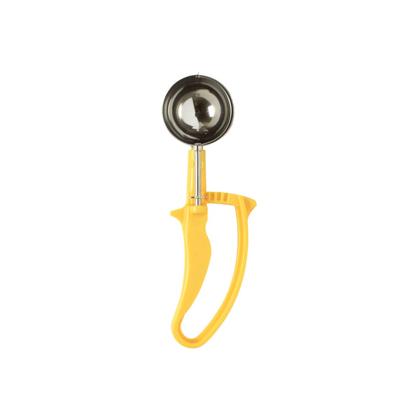 Thunder 1-5/8" x 2-3/4" x 1-1/2", Disher, Yellow Color, Stainless Steel 18/8, 304 Material with Acetal Copolymer Easy Grip Handle, NSF, Each