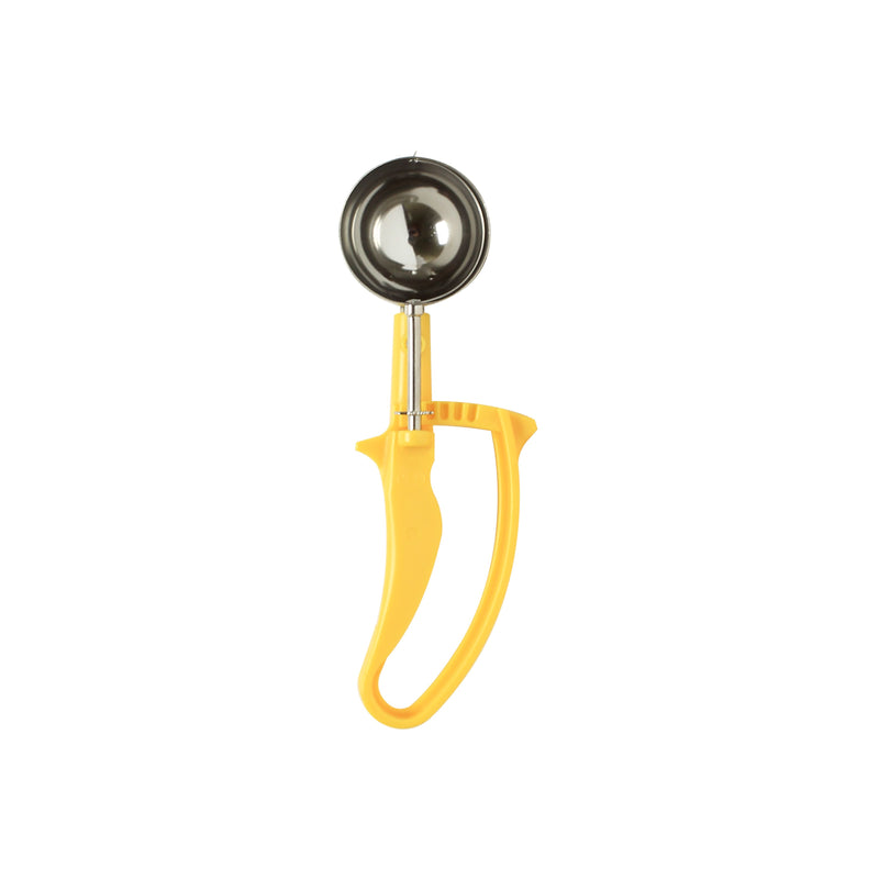 Thunder 1-5/8" x 2-3/4" x 1-1/2", Disher, Yellow Color, Stainless Steel 18/8, 304 Material with Acetal Copolymer Easy Grip Handle, NSF, Each