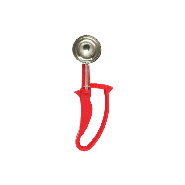 Thunder 1-1/3 oz, No. 24, 8-1/4" x 2-3/4" x 1-1/2", Disher, Red Color, Stainless Steel 18/8, 304 Material with Acetal Copolymer Easy Grip Handle, NSF, Each