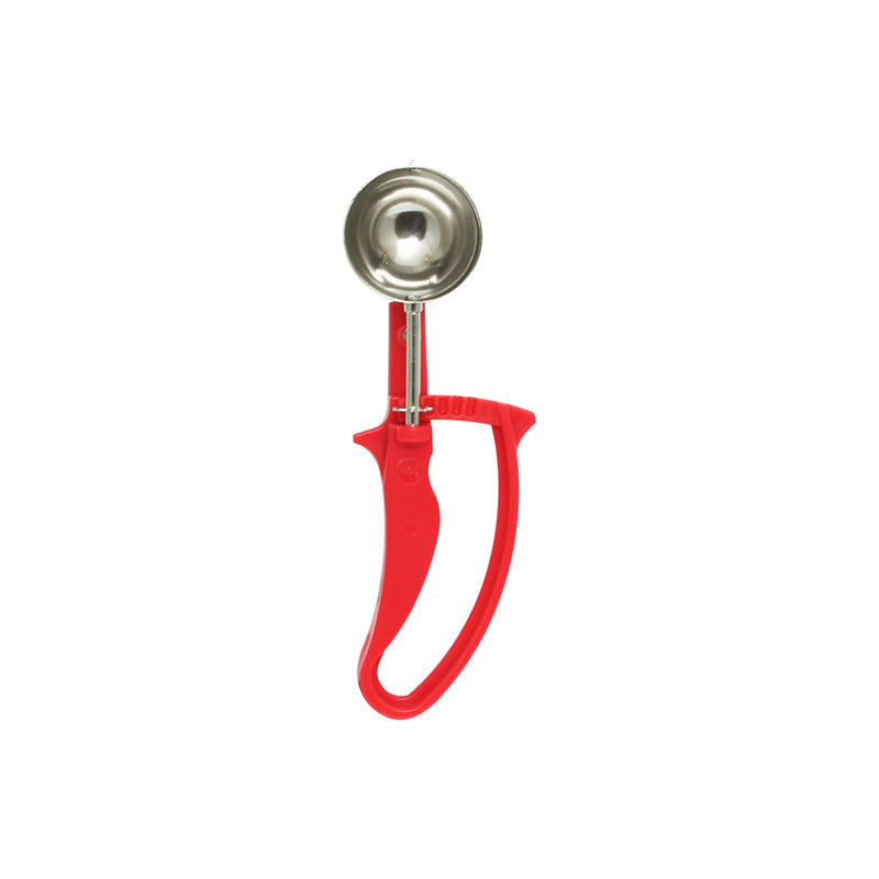 Thunder 1-1/3 oz, No. 24, 8-1/4" x 2-3/4" x 1-1/2", Disher, Red Color, Stainless Steel 18/8, 304 Material with Acetal Copolymer Easy Grip Handle, NSF, Each
